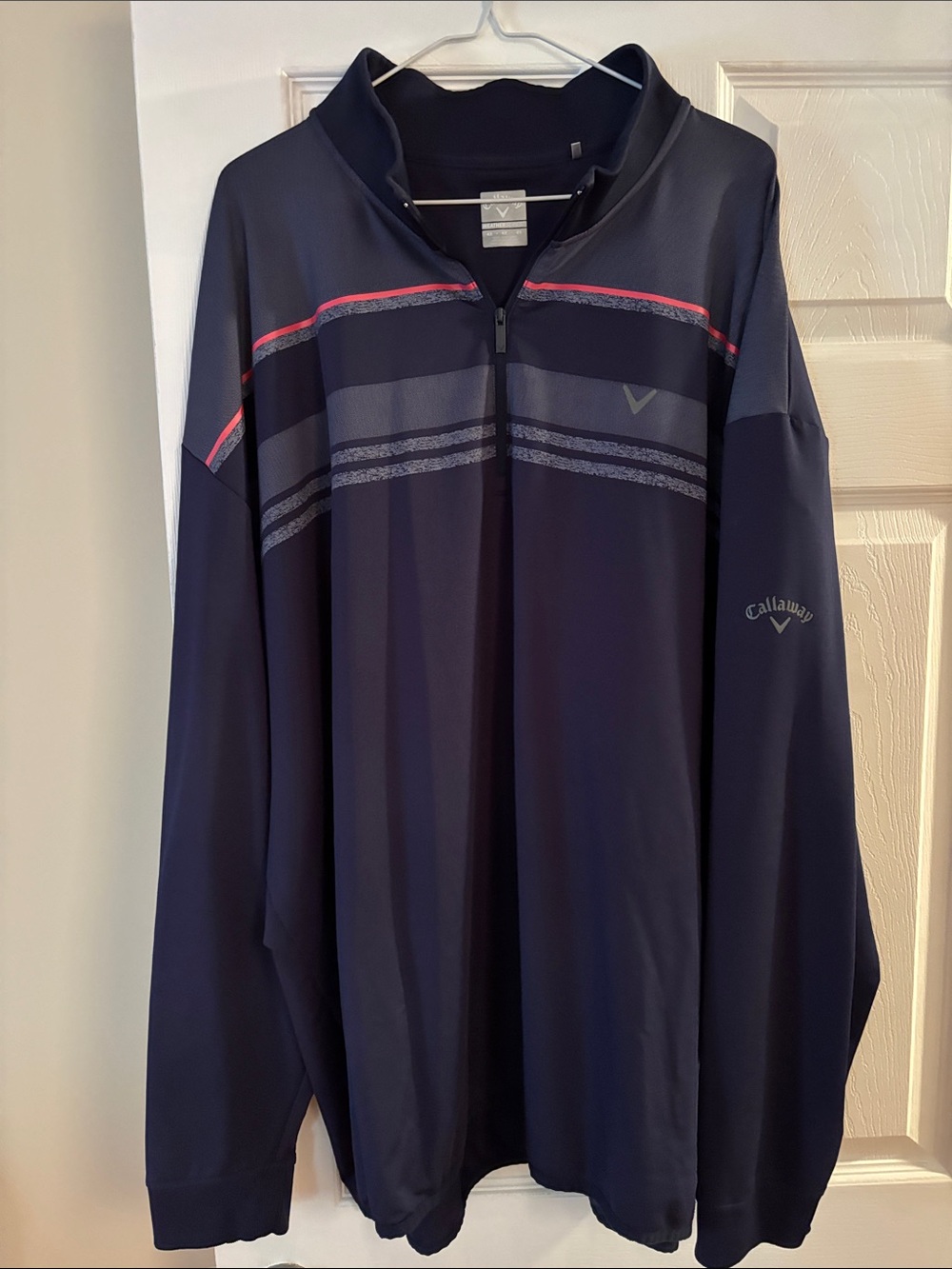 Callaway Navy and Pink-Accent Quarter-Zip Golf Pullover